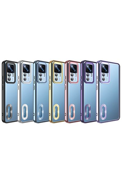 Fibaks حافظة لهاتف Xiaomi Mi 12t Pro مع حماية لعدسة الكاميرا وشعار ملون شفاف يظهر غطاء لامع