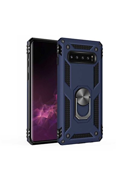 ZM STORE Samsung Galaxy S10 Plus Kılıf Zore Vega Tank Yüzüklü Standlı Kapak