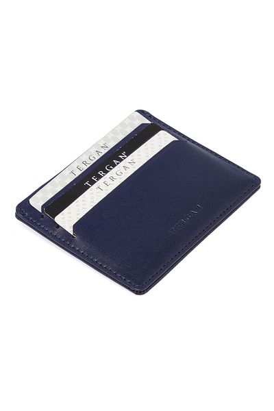 Tergan Unisex Navy Blue Leather Card Holder - 01050o15