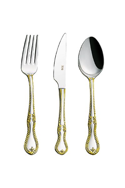 Hira Sapphire Gold 36 Piece Spoon Fork Knife Set