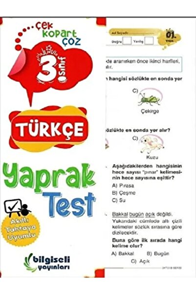 Bilgiseli Yayınları Bilgiseli Yayın 3.sınıf Türkçe Yaprak Test
