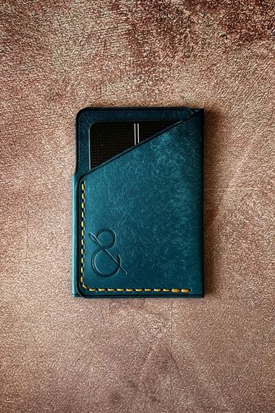Safir Leather Pueblo Lavinia Italian Leather Card Holder (TURQUOISE)