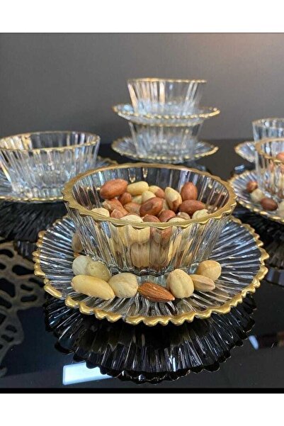 P H Panayır Home 6 Adet Gold Cam Kase - Lokumluk - Reçellik - Çerezlik - Şeke...