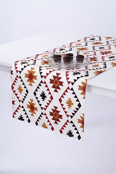 ALTINPAMUK Navy Blue Zigzag Runner - Water Repellent, Stain Resistant, Special Fabric 140X40 Runner1020