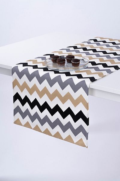 ALTINPAMUK Custom Luxury Zigzag Blend - Waterproof Stain-Proof Custom Fabric Runner 135X45