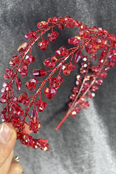 Bride Aksesuar Dünyası 2026 Νυφικό Αξεσουάρ Janjanlı Κόκκινη Κρυστάλλινη Πέτρ...