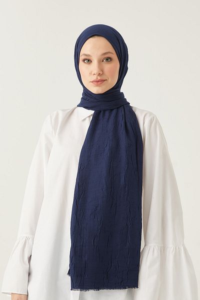 FRESCO SCARFS Γυναικείο Hijab Bamboo Kraş Shawl*σκούρο μπλε