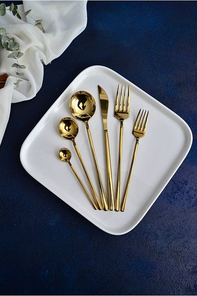 şirin eşyalarım Milano 36 Piece Gold Cutlery Set