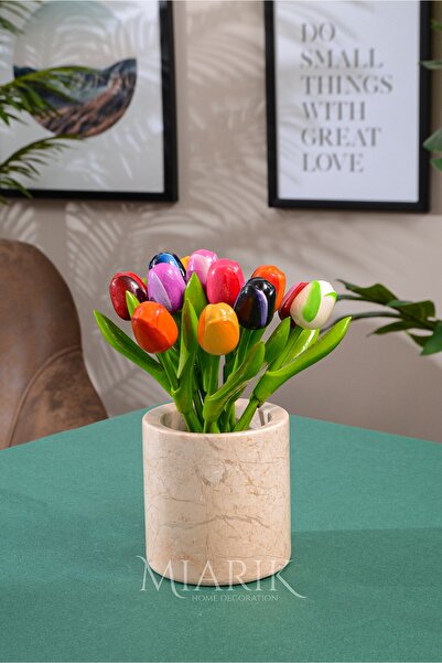 MIARIK DESIGN & DEKORASYON Mermer Bej Vazo Sunumluk