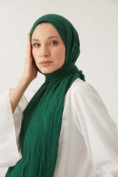 FRESCO SCARFS Γυναικείο Hijab Bamboo Kraş Shawl*Smaragd Green
