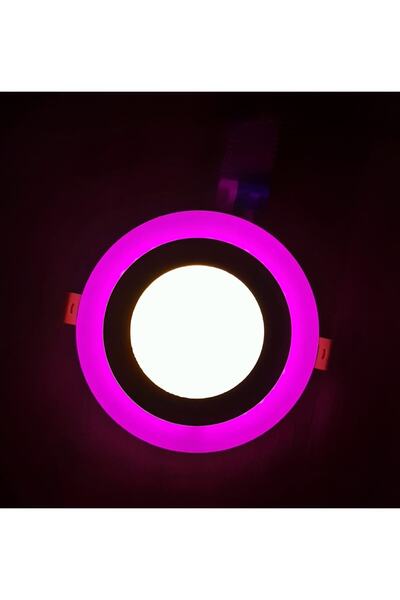 CNL Çift Renkli 18+6 W Led Panel Sıva Altı Yuvarlak Spot Armatür (Pembe - Beyaz)
