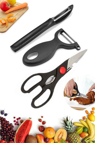 Sekiz8 Set of 3 Meat, Chicken, Vegetable Scissors & 2x Elegance Vegetable Fru...