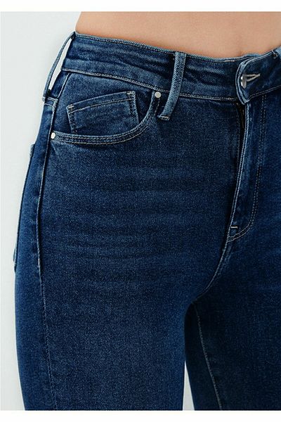 Trn JNS Women's Dark Blue Mustache High Waist Ankle Length Slim Leg Skinny Lycra Jeans