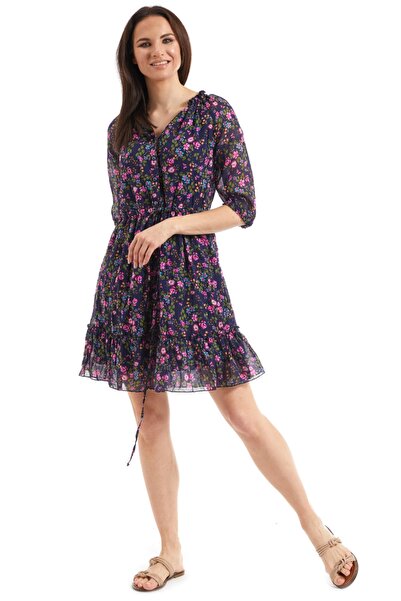 Newbutix Şile Bezi Tomurcuk Koyu Mor Vual Elbise