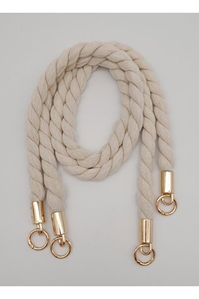 angel çanta aksesuar Pamuklu Halat Model Çift Çanta Sapı Light Gold Metalli