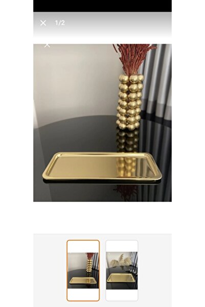 EFA HOME Abant Dikdörtgen Gold Altın Renk Kahve Pasta Servis Sunum Tepsisi 1 ...