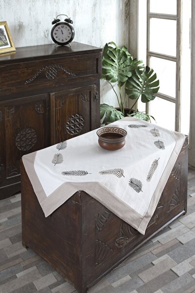 ÖDEL HOME مفرش طاولة من قماش بولدان مطبوع عليه حجر على شكل ورقة شجر