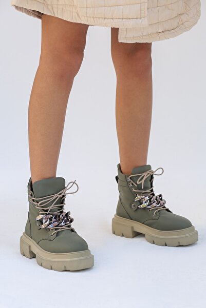 ELİT SHOES Jentia Mikro Materyal Eva Taban Haki Kadın Postal