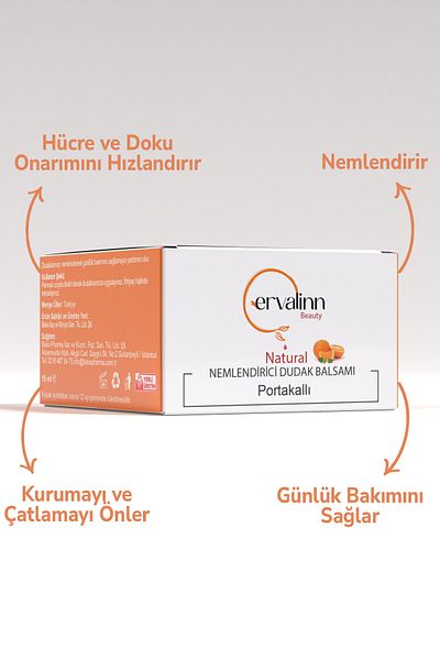 Ervalinn Natural Lip Balm (LIP BALM) Moisturizer that prevents drying and cracking 15 ml (Orange)