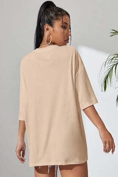 AMMA Μπλουζάκι Unisex Beige Nope Printed Oversize