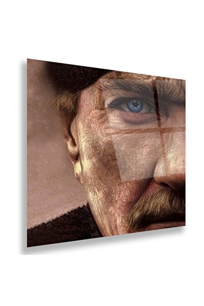 EMYA HOME Ζωγραφική σε γυαλί με μπλε μάτια Ατατούρκ