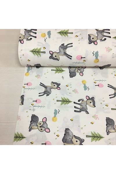 Renk Tekstil Bambi Patterned Natural 100% βαμβακερό ύφασμα μουσελίνας
