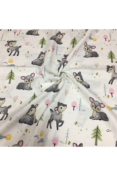 Renk Tekstil Bambi Patterned Natural 100% βαμβακερό ύφασμα μουσελίνας