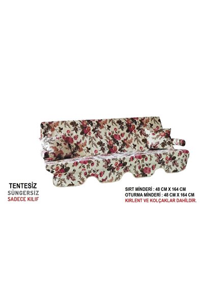 Vip Home Concept Süngersiz(tentesiz)salıncak Minder Seti 3 Kişilik Kılıf-ingiliz Gülü