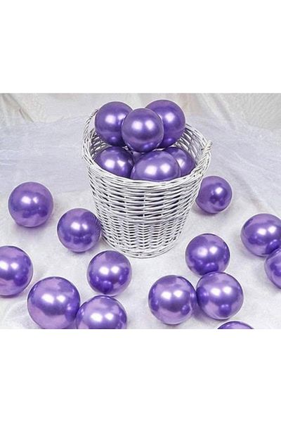 Çemrek Süs Parti 5 Inch Mini Size Purple Chrome Balloon 20 Pieces