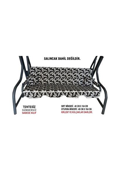 Vip Home Concept Süngersiz(tentesiz)salıncak Minder Seti 3 Kişilik Kılıf-siya...