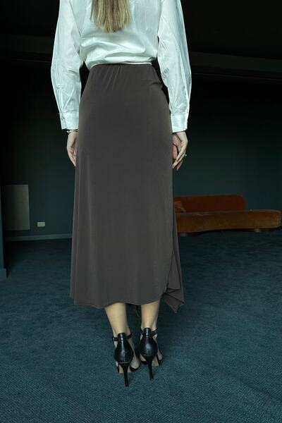 Seda Yalçın Atelier Кафява плисирана миди пола