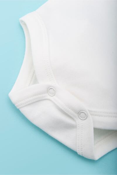 Novibaby 3-Piece Baby Bodysuit with Snap Fasteners Short Sleeve Ecru 100% Cotton Newborn