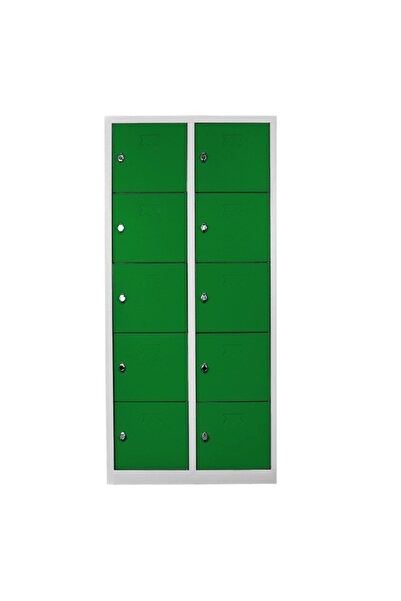 JESSAN OFİS Ofis 10 Gözlü Öğretmen Öğrenci Dolabı Gri-yeşil