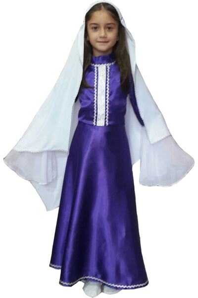 Annee Bakk Kız Çocuk Kafkas Kız Elbisesi Mor