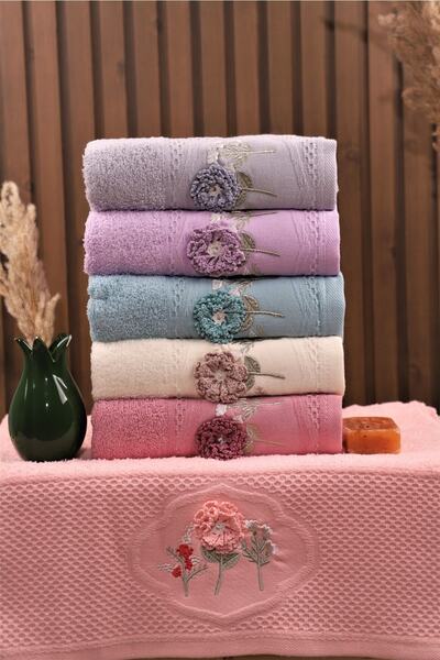 Pidora Textil Набір з 6 рушників для весілля з мереживом, 50*90, для рук і обличчя