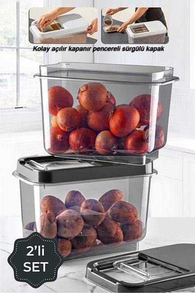 Vienev Set of 2 Multibox 10 Liter Maxi Storage Container with Slide Lid Anthracite