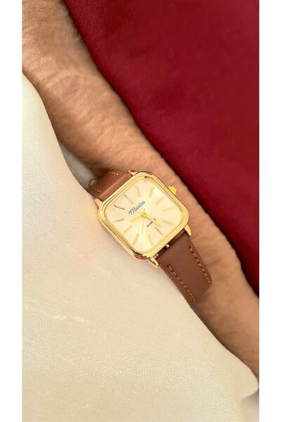 Marlas ساعة يد نسائية ريترو تصميم عتيق لون ذهبي بني فاتح جملي