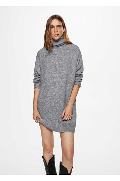 MANGO Woman Turtleneck Detailed Dress