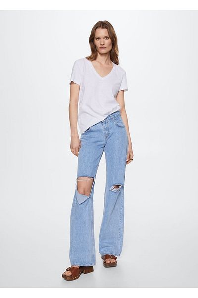 MANGO Woman T-Shirt aus Leinen-Baumwoll-Mischgewebe