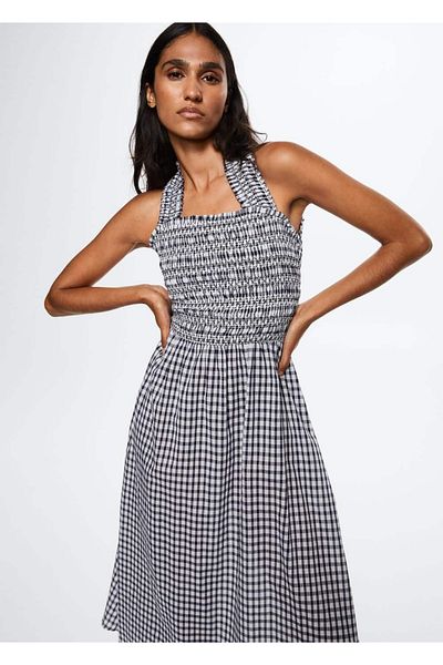 MANGO Woman Gingham pamut ruha