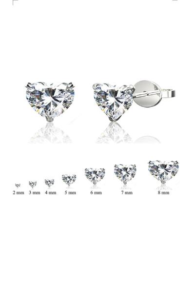 Begonia Accessories 925 Ayar Gümüş; Kalp Zirkon Tek Taş Unısex 1 Çift Küpe