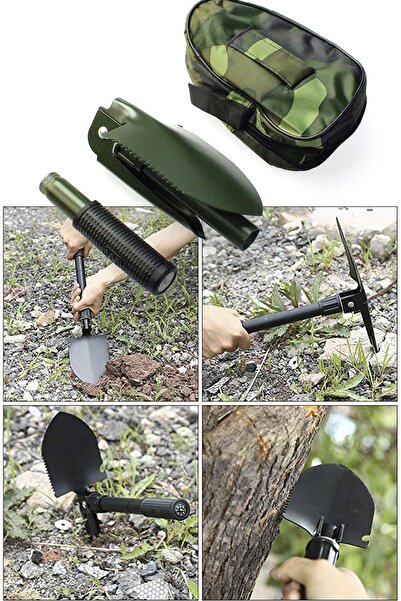 TechnoStation Taşıma Çantalı Pusulalı Katlanır Portatif Kazma Kürek Seti