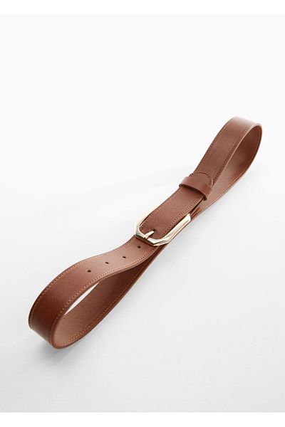 MANGO Woman Belt with Geometric Buckle