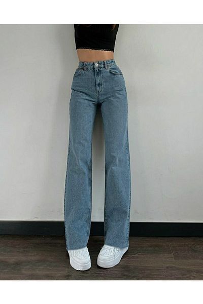 DRC trend Hot Cold Γυναικείο Lycra Medium Snow Blue Ψηλόμεσο Loose Leg Jans Παντελόνι