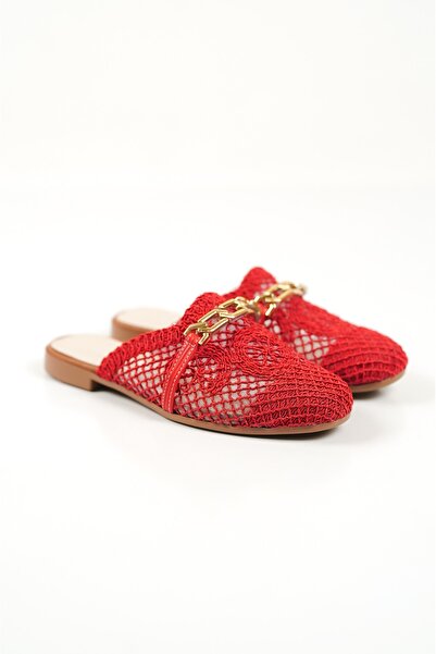 Artgoo Women's Daily Comfortable Closed Front Straw Dowry Slippers Red