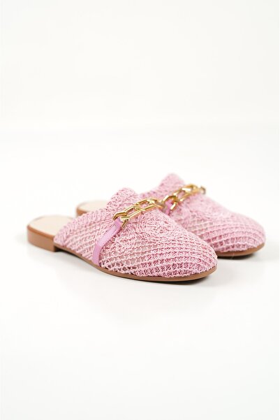 Artgoo Γυναικείες ψάθινες προίκες παντόφλες με κλειστό ροζ χρώμα