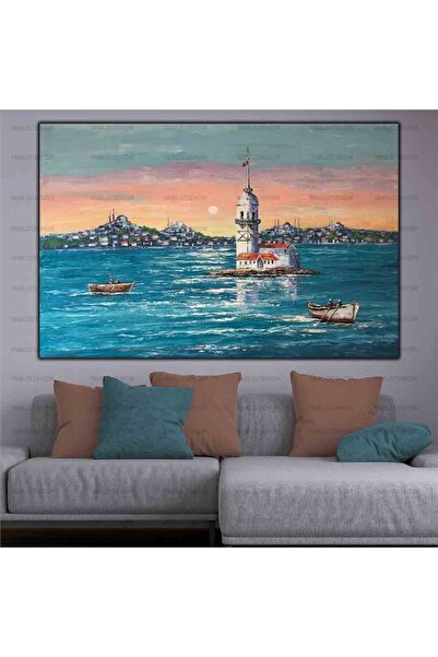 tablodekor Günbatımı Istanbul Kız Kulesi Ve Yolcular Orijinal Yağlı Boya Tablo