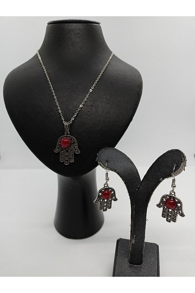 BalıkHediyelik Margazite Jewelled Necklace Earring Set-mdl-5010