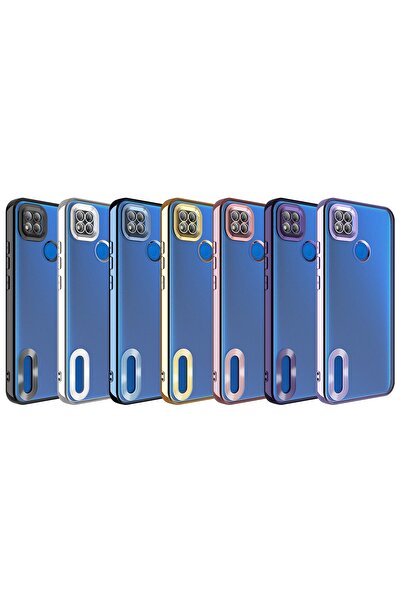 Fibaks Xiaomi Redmi 9c / 10A Kılıf Kamera Lens Korumalı Şeffaf Renkli Logo Gösteren Parlak Kapak