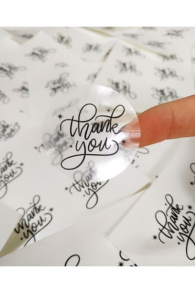 JOVÖ ÇİKOLATA Transparent Sticker Thank You 70 Pieces 4 cm